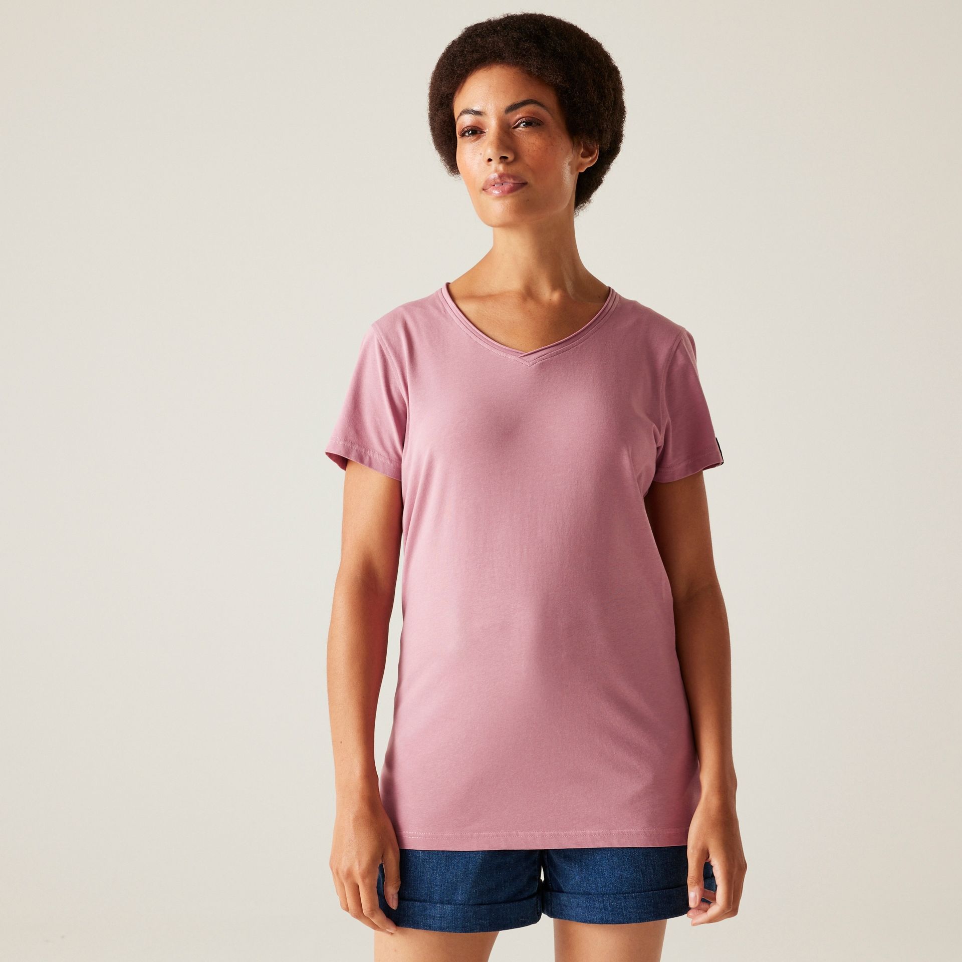 Regatta Damska Koszulka Elkie V-Neck Różowy, Rozmiar: 42