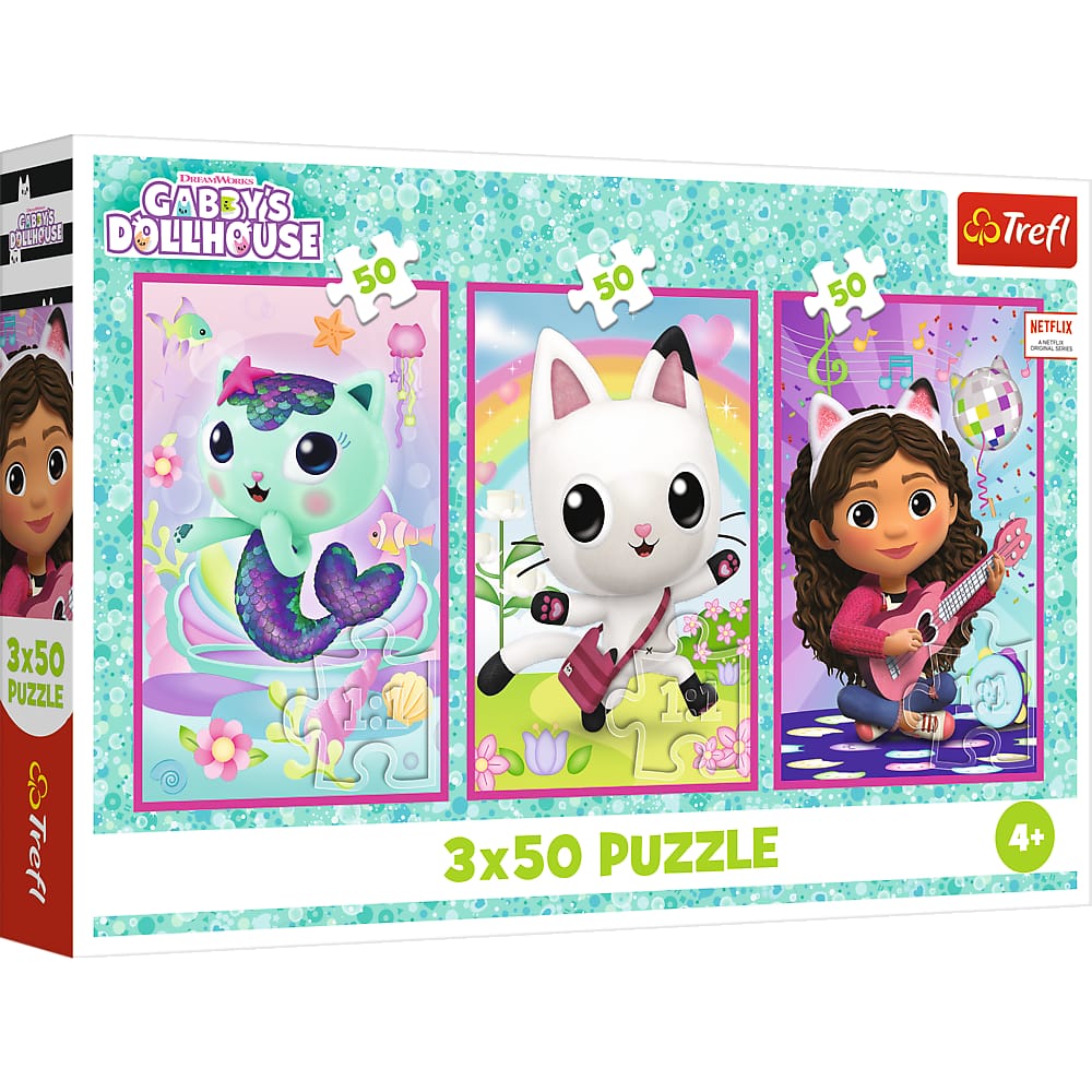 Puzzle - 3x50 - Poznajcie Gabby i kotki - Universal Gabbys Dollhouse Trefl 34876