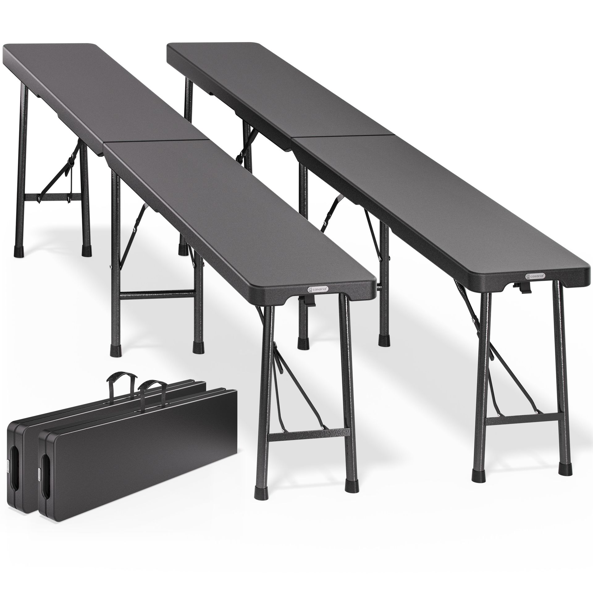 CASARIA Ławka do piwa zestaw 2 sztuk antracyt plastik 180cm