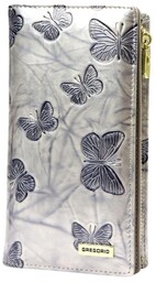 Portfel Damski Skórzany GREGORIO Lakierowany Długi Z Suwakiem Na Zewnątrz BTS-124 KREMOWY 19,5 x 10 x 3,5 [cm]