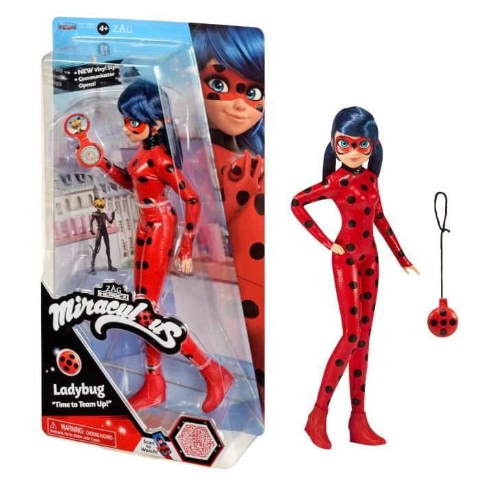 BANDAI - Cudowna Biedronka - Lalka modowa 26 cm - Biedronka z telefonem - Nowy kostium z efektem winylu - P50028