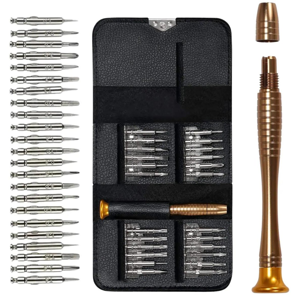 Wkrętaki precyzyjne zestaw 25w1 śrubokręty bity TORX + etui