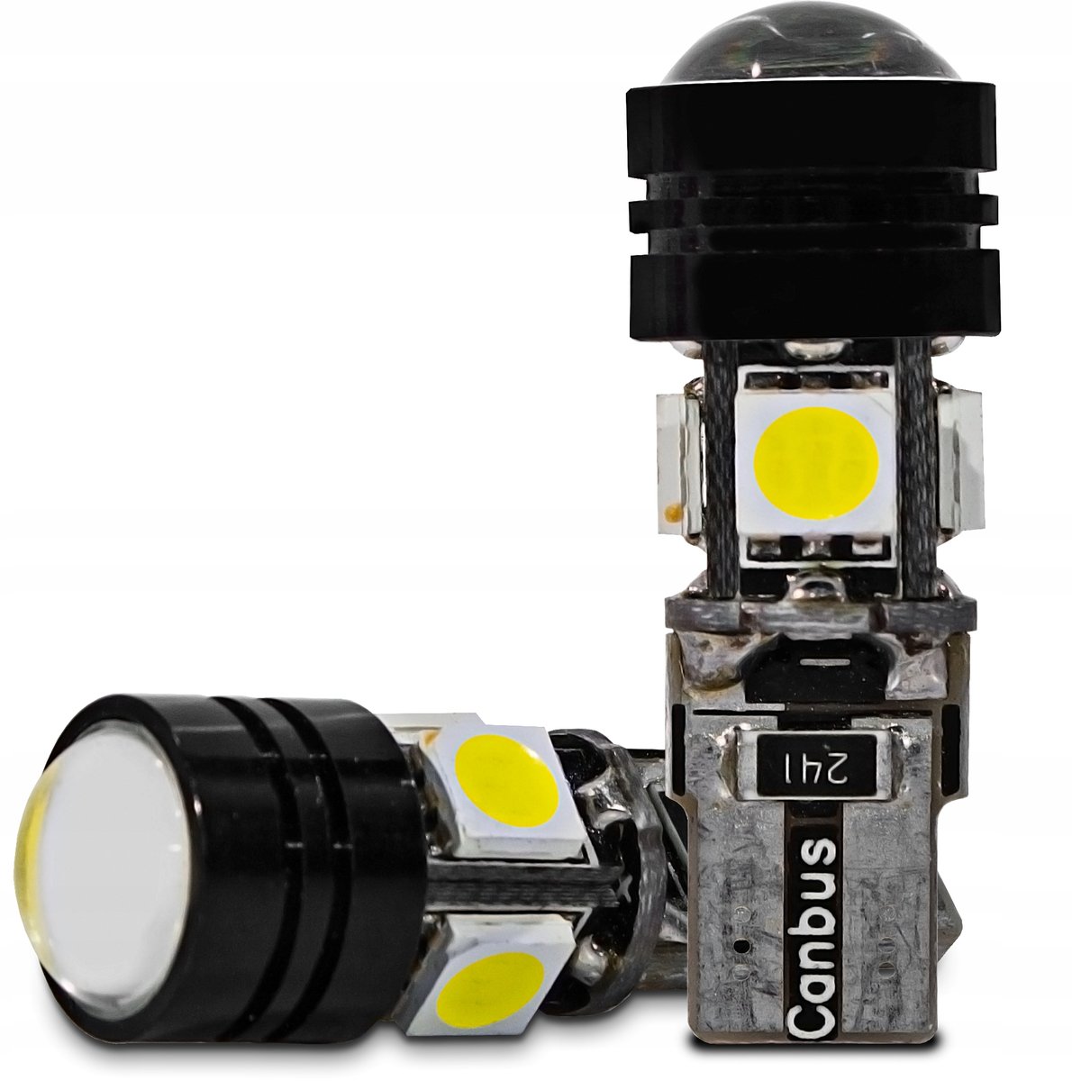 ŻARÓWKA W5W T10 4 LED + SOCZEWKA MOCNE ŻARÓWKI