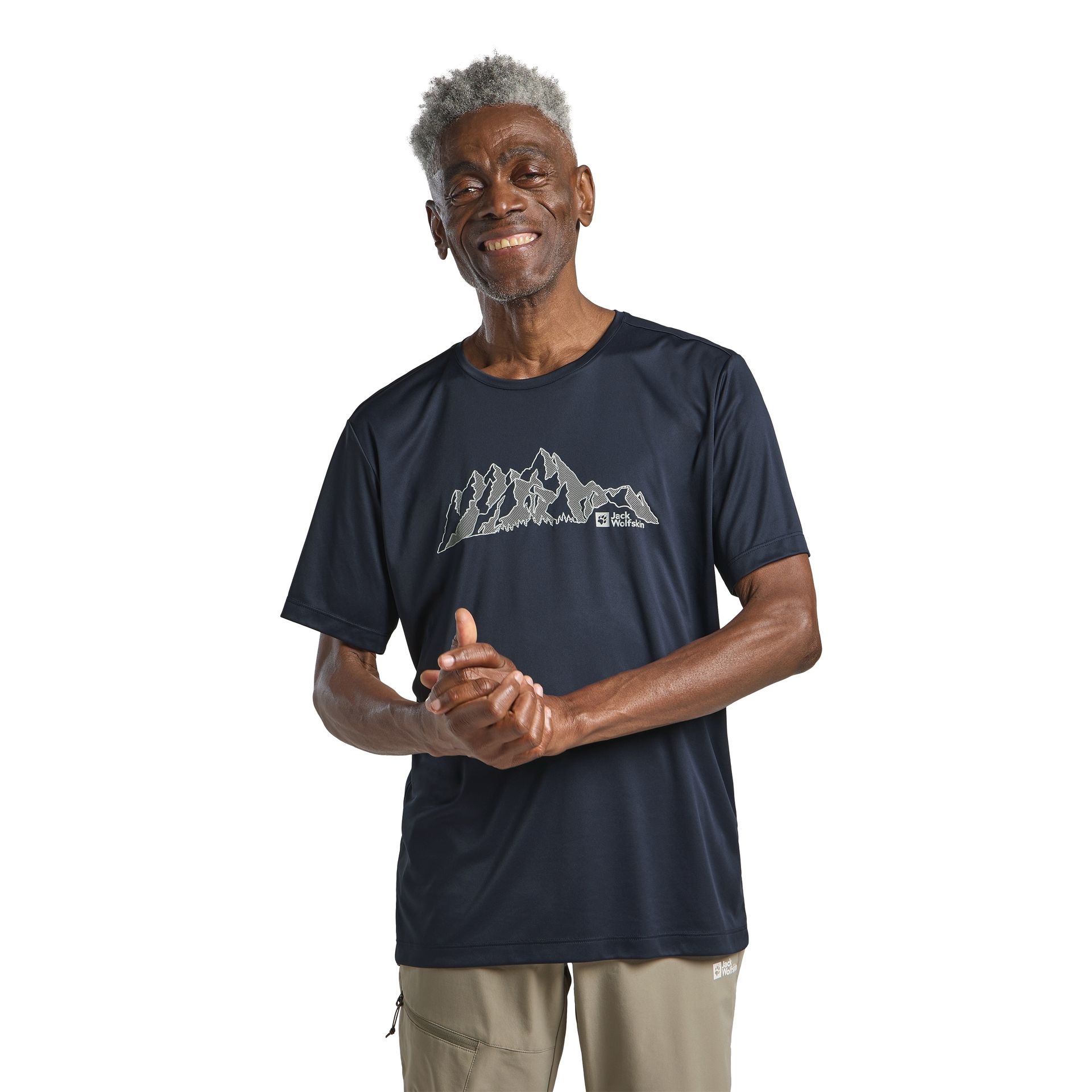 Męska koszulka z krótkim rękawem Jack Wolfskin PEAK GRAPHIC T M MTN midnight sky - XXL