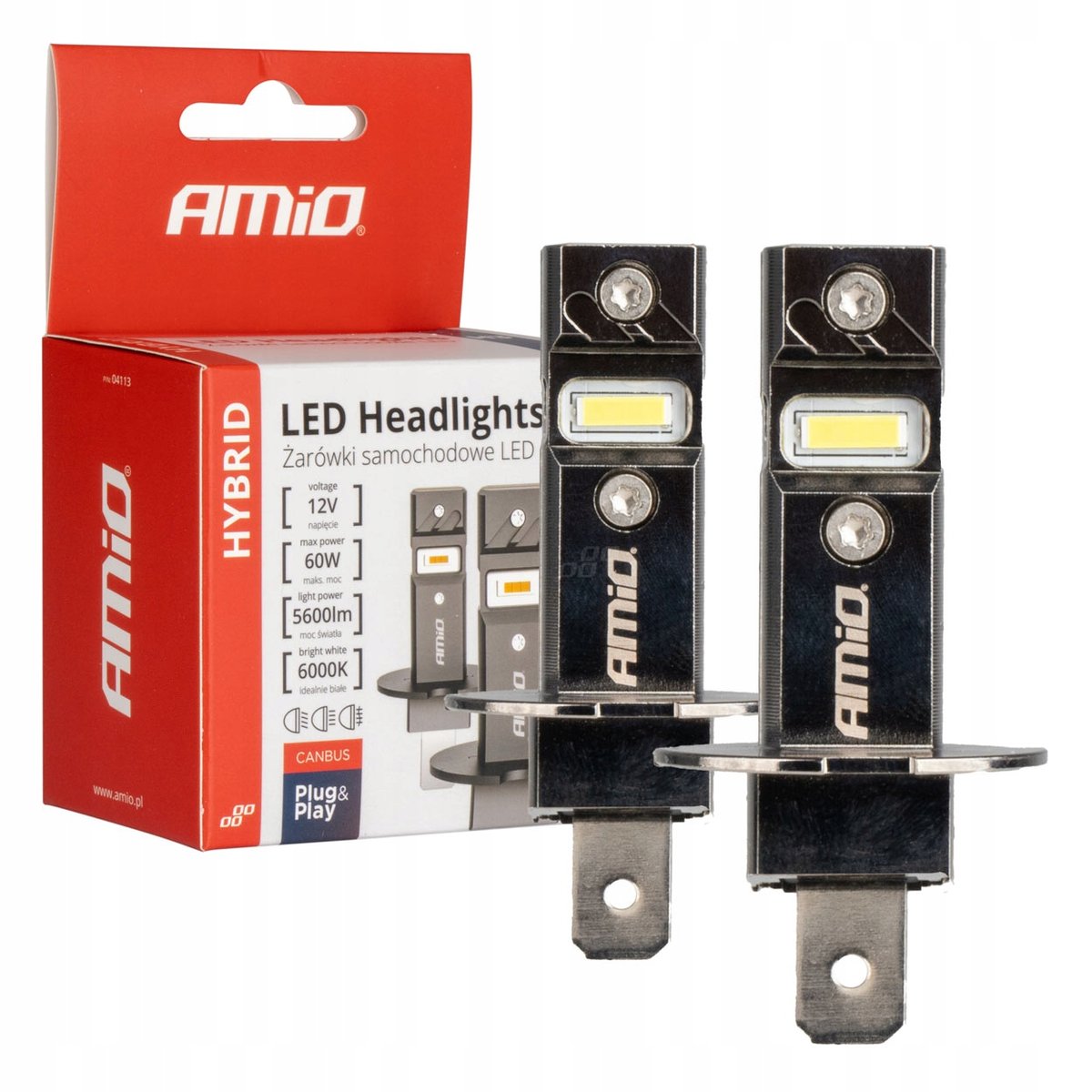 Żarówki Amio LED seria HYBRID H3 60 W 2 szt. CANBUS