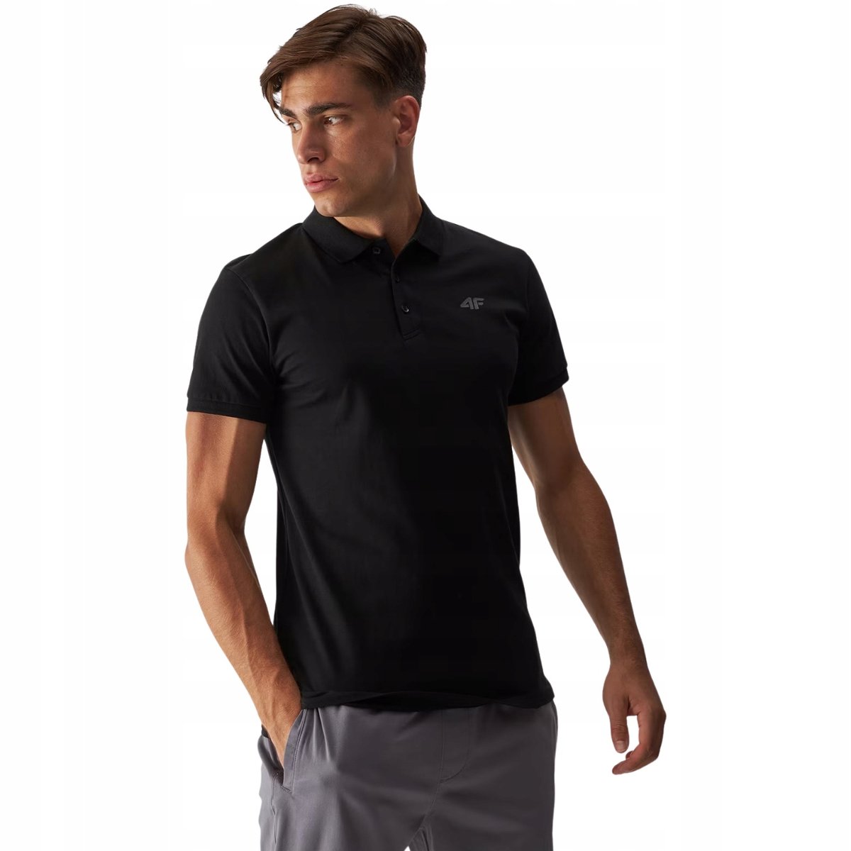 Koszulka polo męska 4F M316 głęboka czerń 4FWMM00TPTSM316 20S S