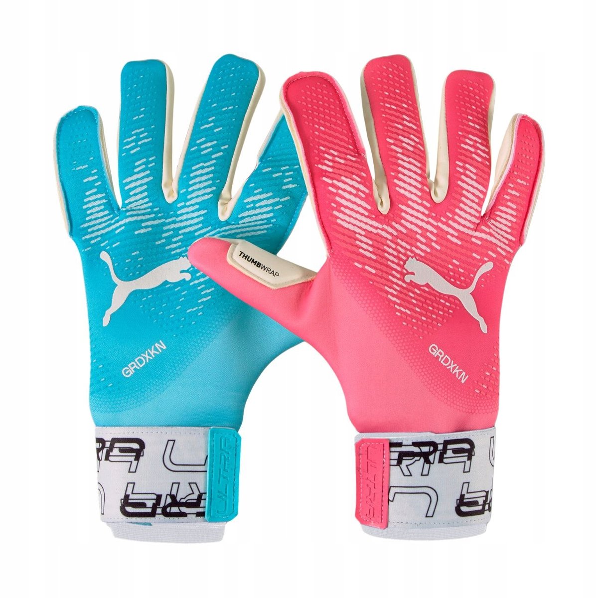 Rękawice bramkarskie Puma Ultra Grip 1 Tricks Hybrid niebiesko-różowe 41853