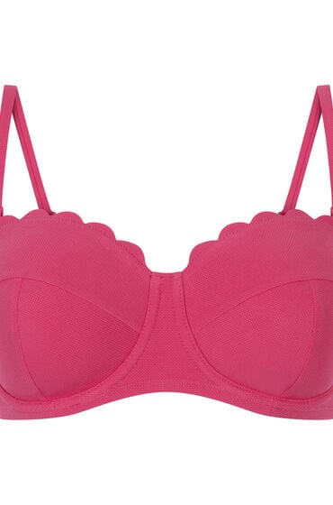 Hunkemöller Usztywniona góra od bikini z fiszbinami i bez ramiączek Scallop miseczki E + Różowy