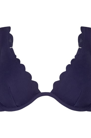 Hunkemöller Scallop biustonosz bikini bez wkładek z fiszbinami Niebieski