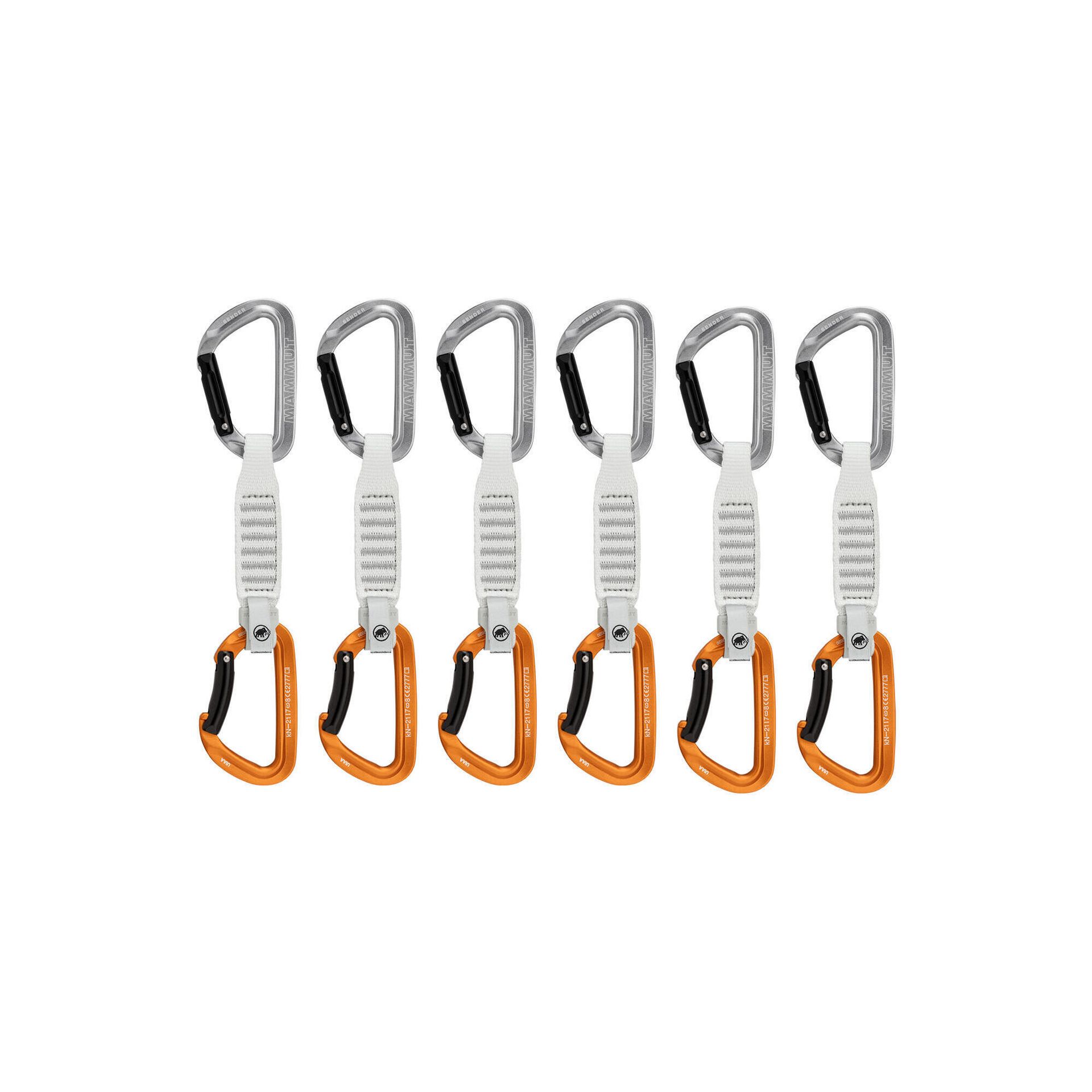 Mammut Sender Keylock Quickdraw 12cm 6-Pack, szary/złoty 2022 Ekspresy wspinaczkowe 2040-02491-33272-74