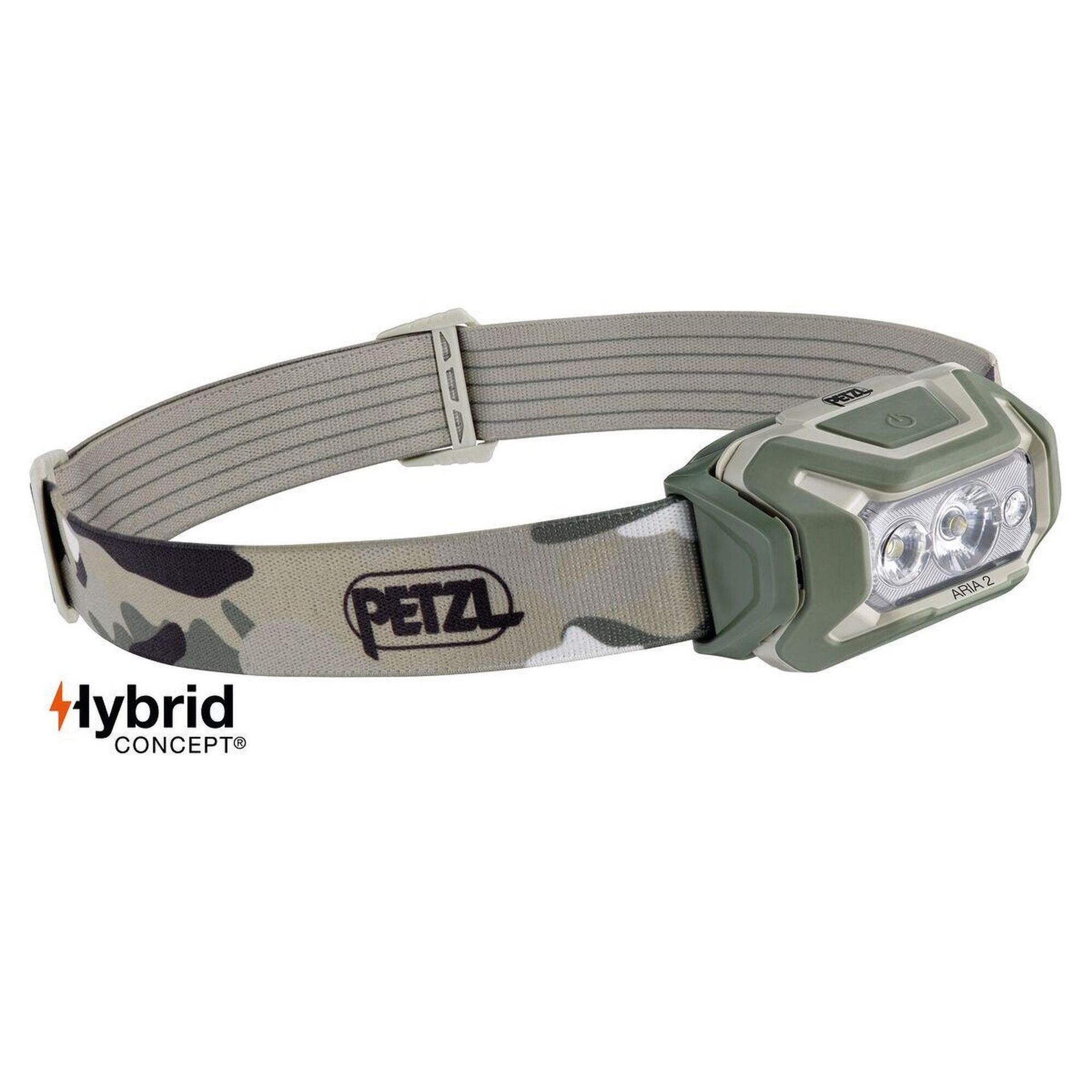 Petzl - Latarka czołowa LED Aria 2 - 450 lm - RGB - Zielona / Kamuflaż - E070BA01