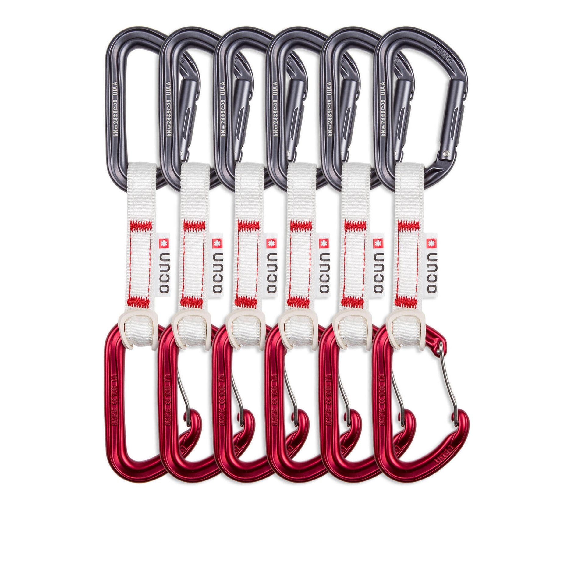 Zestaw ekspresów Ocún HAWK QD COMBI BIO-DYN-RING 15 mm 10 cm 6-pack Kolor: czerwony