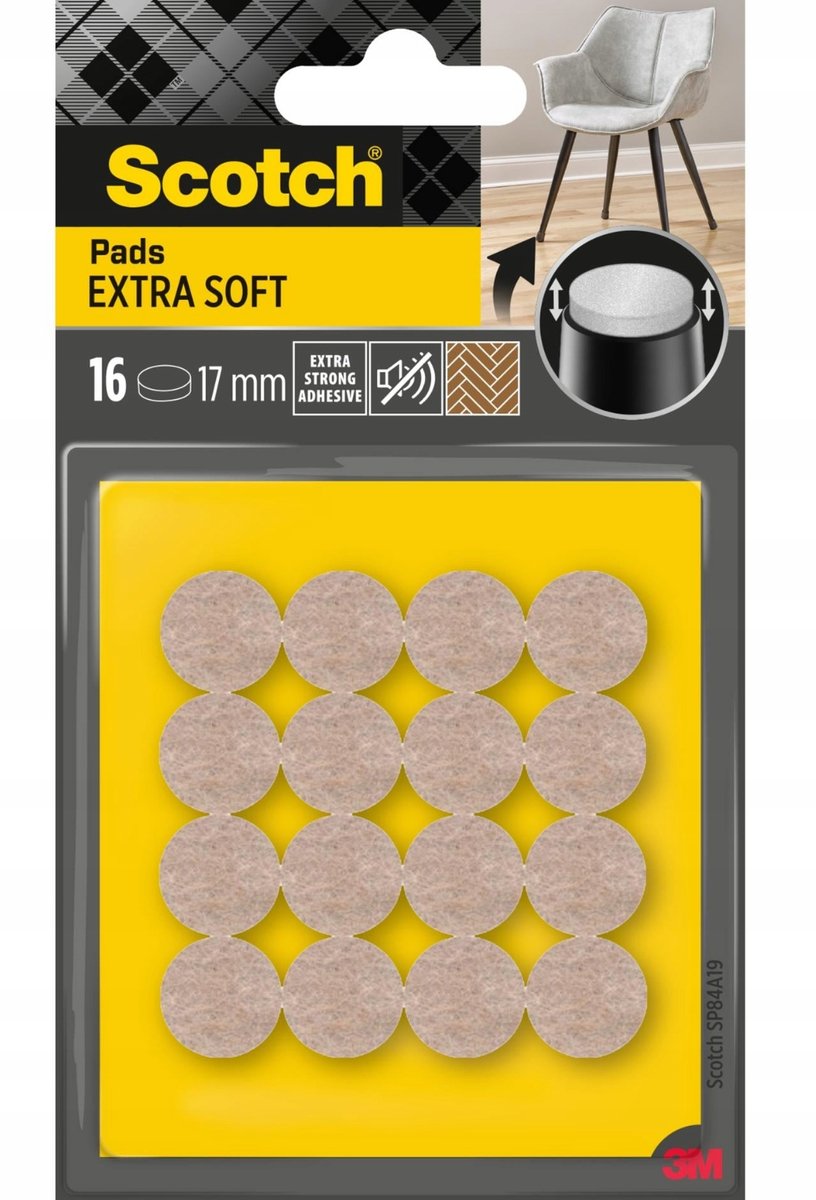 Scotch Podkładki filcowe miękkie SP84A19, Klej, Beżowy, 17 mm, 16/Pack