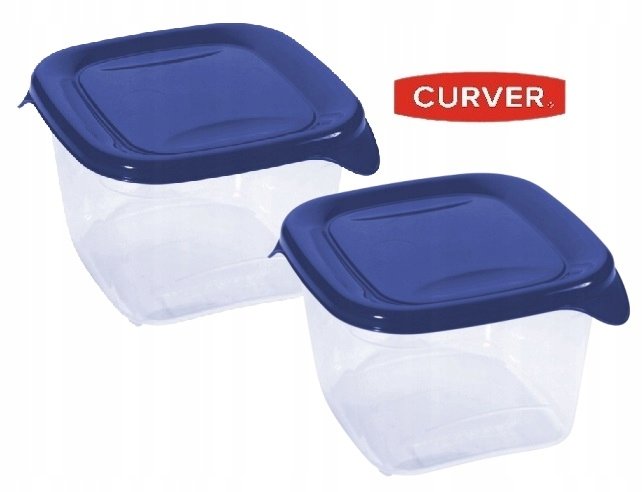 CURVER FRESH&GO ZESTAW POJEMNIKÓW PLASTIKOWYCH KWADRATOWYCH GRANAT 2X1,2L