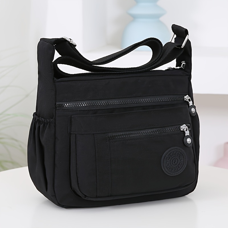 TEMU Duża Torba na Ramię z Nylonu z Wieloma Kieszeniami i Zamkiem, Casualowa Damska Torebka Akcesoria