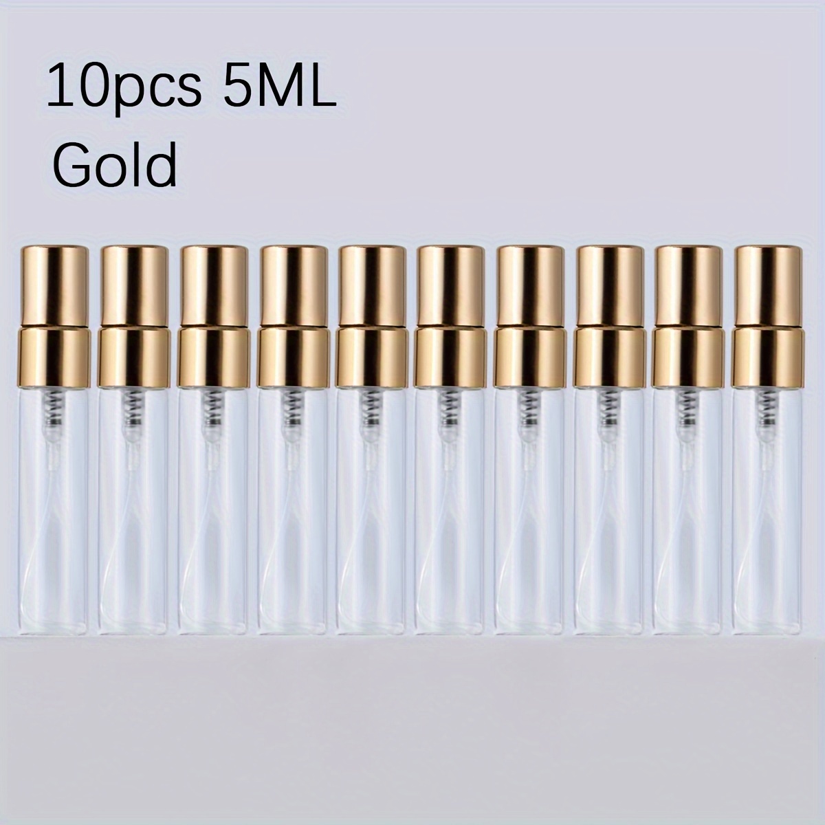 TEMU 10-pak z wymiennymi butelkami perfum, przezroczyste szkło z aluminiowym atomizerem, przenośne butelki z rozpylaczem w 2 ml/3 ml/5 ml/10 ml,