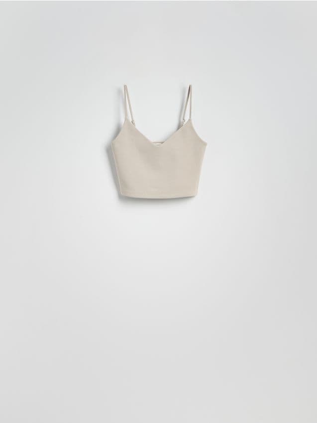 Reserved - Krótki top na ramiączkach - jasnoszary