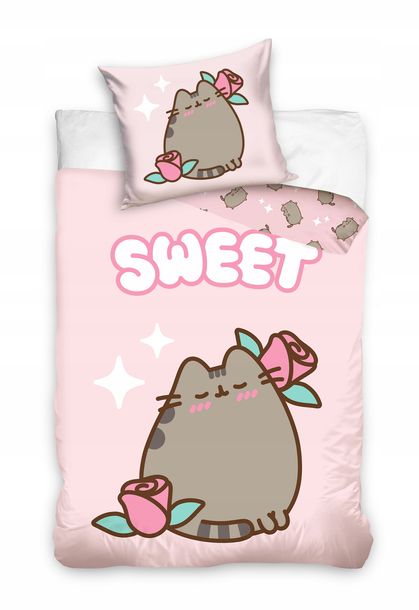 Pościel Bawełniana dziecięca 160x200 cm Pusheen na rowerze