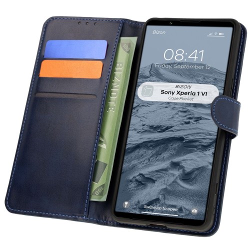 Bizon Etui z klapką Case Pocket do Sony Xperia 1 VI, granatowe