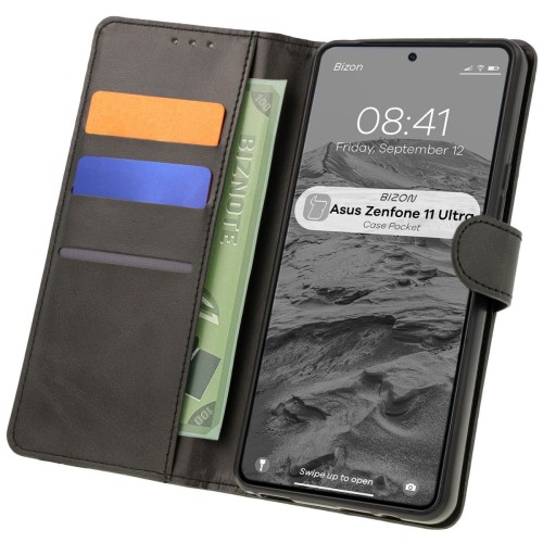 Bizon Etui z klapką Case Pocket do Asus Zenfone 11 Ultra, czarne