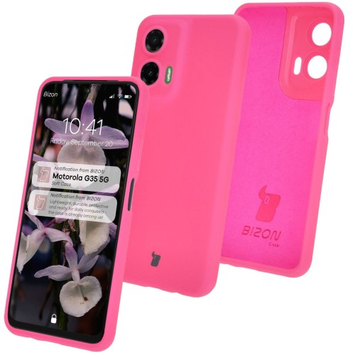 Bizon Silikonowe etui Soft Case do Motorola Moto G35 5G, neonowo-różowe