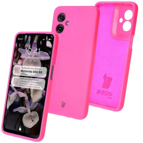 Bizon Silikonowe etui Soft Case do Motorola Moto G55 5G, neonowo-różowe