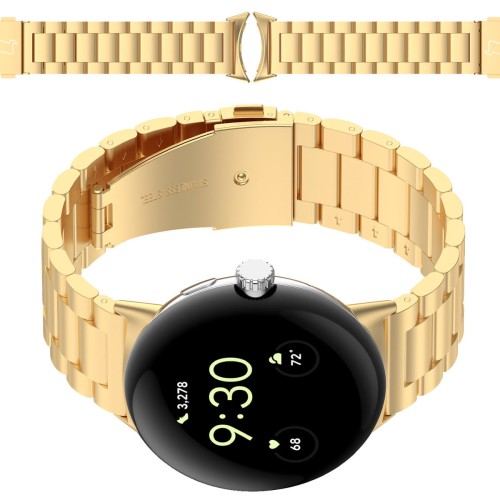 Bizon Pasek ze stali nierdzewnej Strap Watch Aura do Google Pixel Watch 3 45 mm, złoty