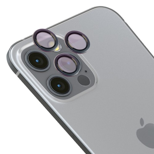 Bizon Szkło hartowane na aparat Glass Snap Lens do Apple iPhone 12 Pro/11 Pro/11 Pro Max, 1 zestaw, szara ramka