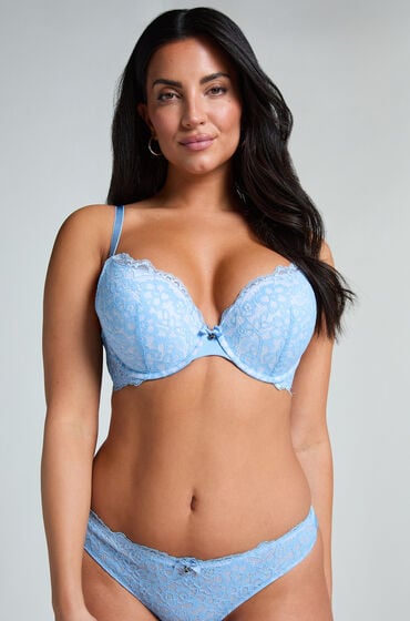 Hunkemöller Wyściełany biustonosz push-up z fiszbinami Marine Niebieski