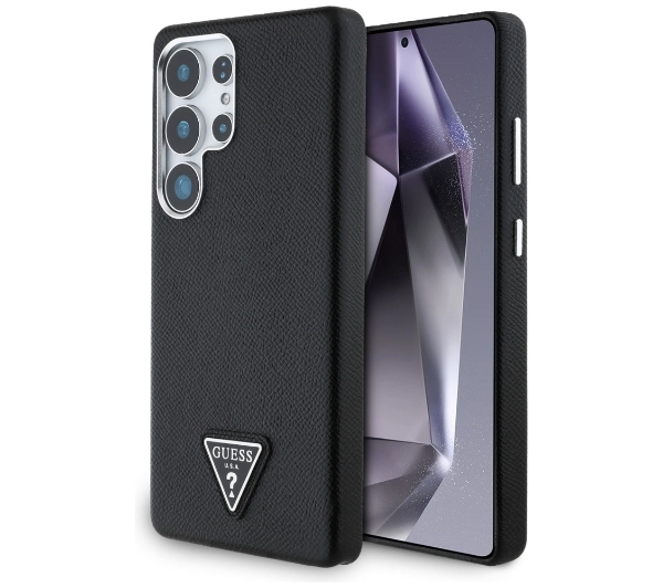 Guess Grained Triangle Logo MagSafe do Galaxy S25 Ultra Czarny