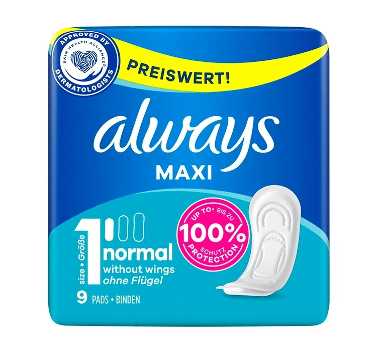 Always Maxi podpaski higieniczne bez skrzydełek 1 Normal 9 sztuk