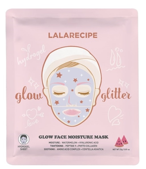 LalaRecipe Glow Face Moisture Mask, Nawilżająca i Rozświetlająca Maska Hydrożelowa