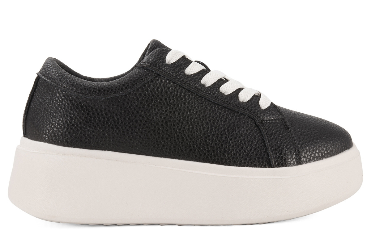 Skórzane sneakersy damskie na platformie Sergio Leone SP-024 czarny