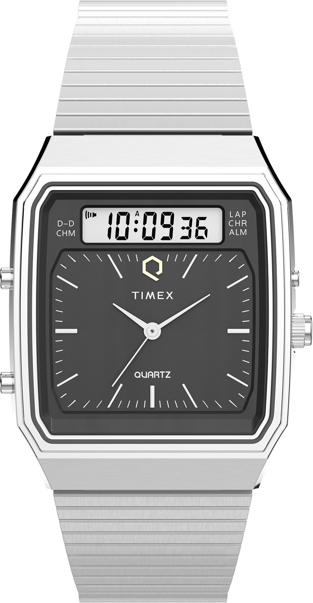 Zegarek Timex TW2Y05900 Q Timex® 1982 Ana-Digi Reissue 33mm Stainless Steel Bracelet