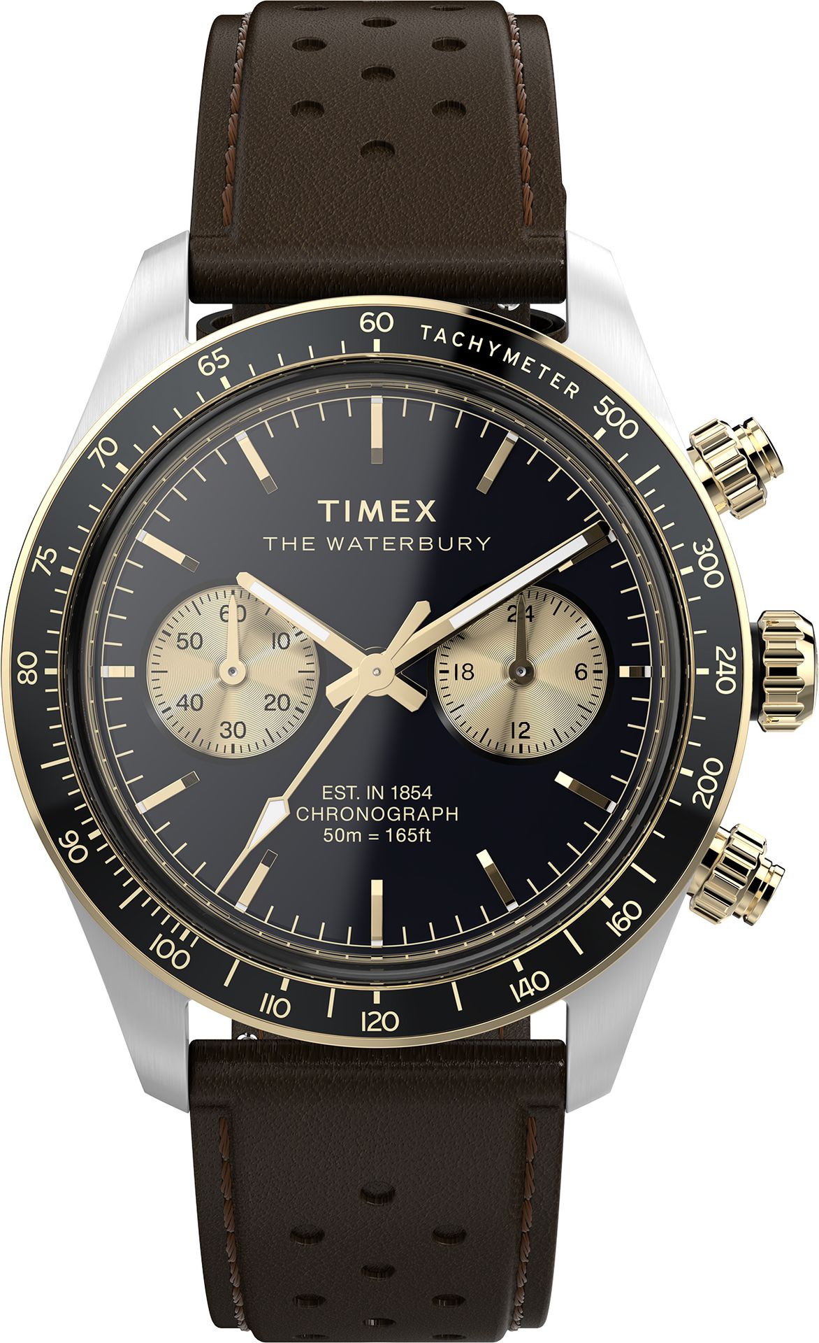 Zegarek Timex TW2Y24100 Waterbury Heritage Chronograph 39mm Leather Strap