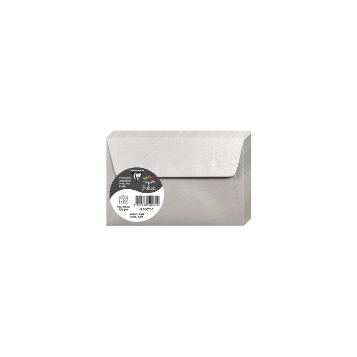 Clairefontaine Koperty 9 x 14cm Perłowe Srebrne Clairefontaine 20 sztuk - 50071C