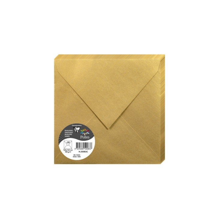 Clairefontaine Koperty 16,5 x 16,5cm Złote Clairefontaine 20 sztuk - 50083C