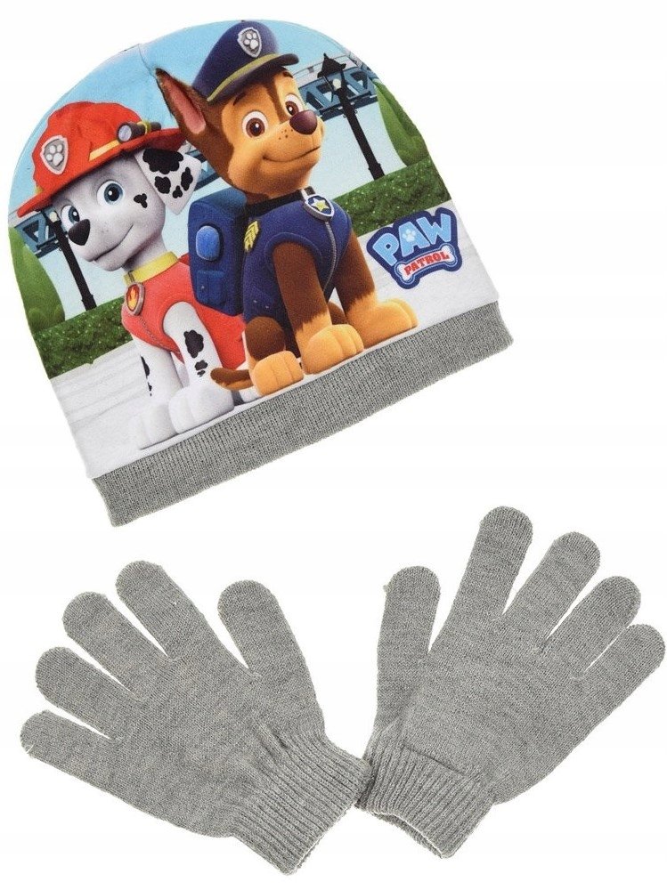 Komplet czapka + rękawiczki PSI PATROL 54 Szary
