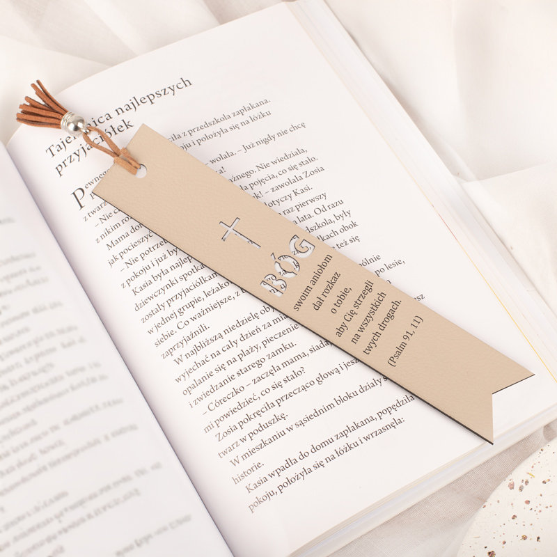 Skórzana ZAKŁADKA Do Biblii Z Cytatem Religijnym