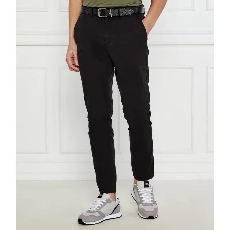 Tommy Hilfiger Satynowe spodnie chino HARLEM Tapered fit