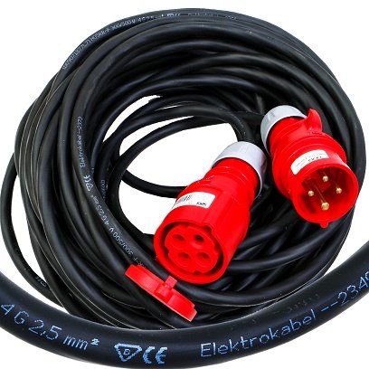 Przedłużacz gumowy OW 4x2,5 z/u gn wt 4p 16A 20m