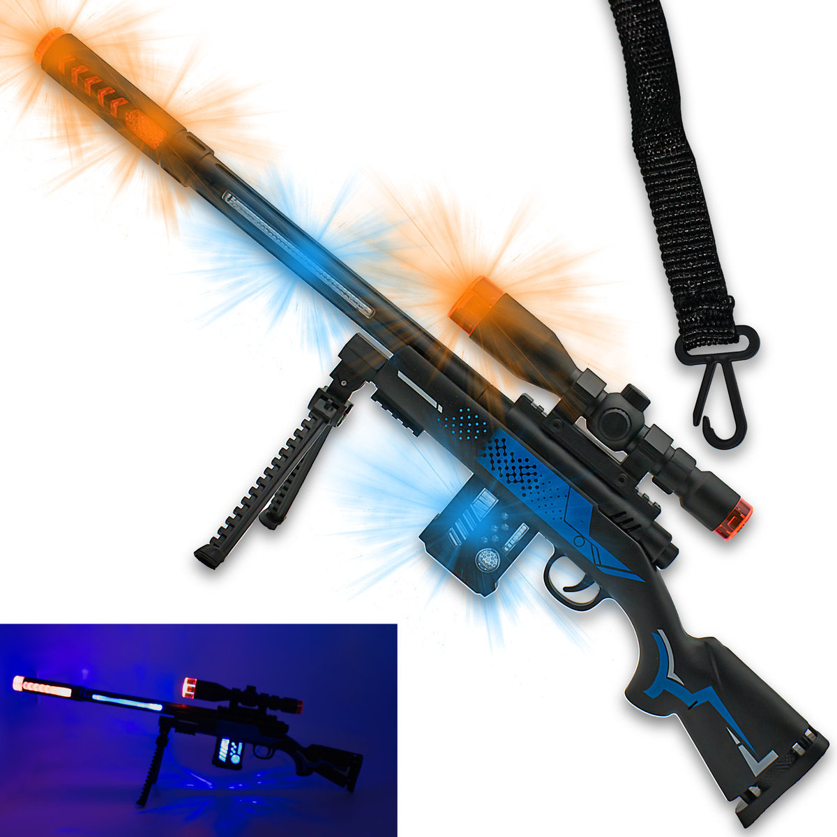 Karabin zabawka pistolet dla dzieci światło dźwięk pasek na ramię duży
