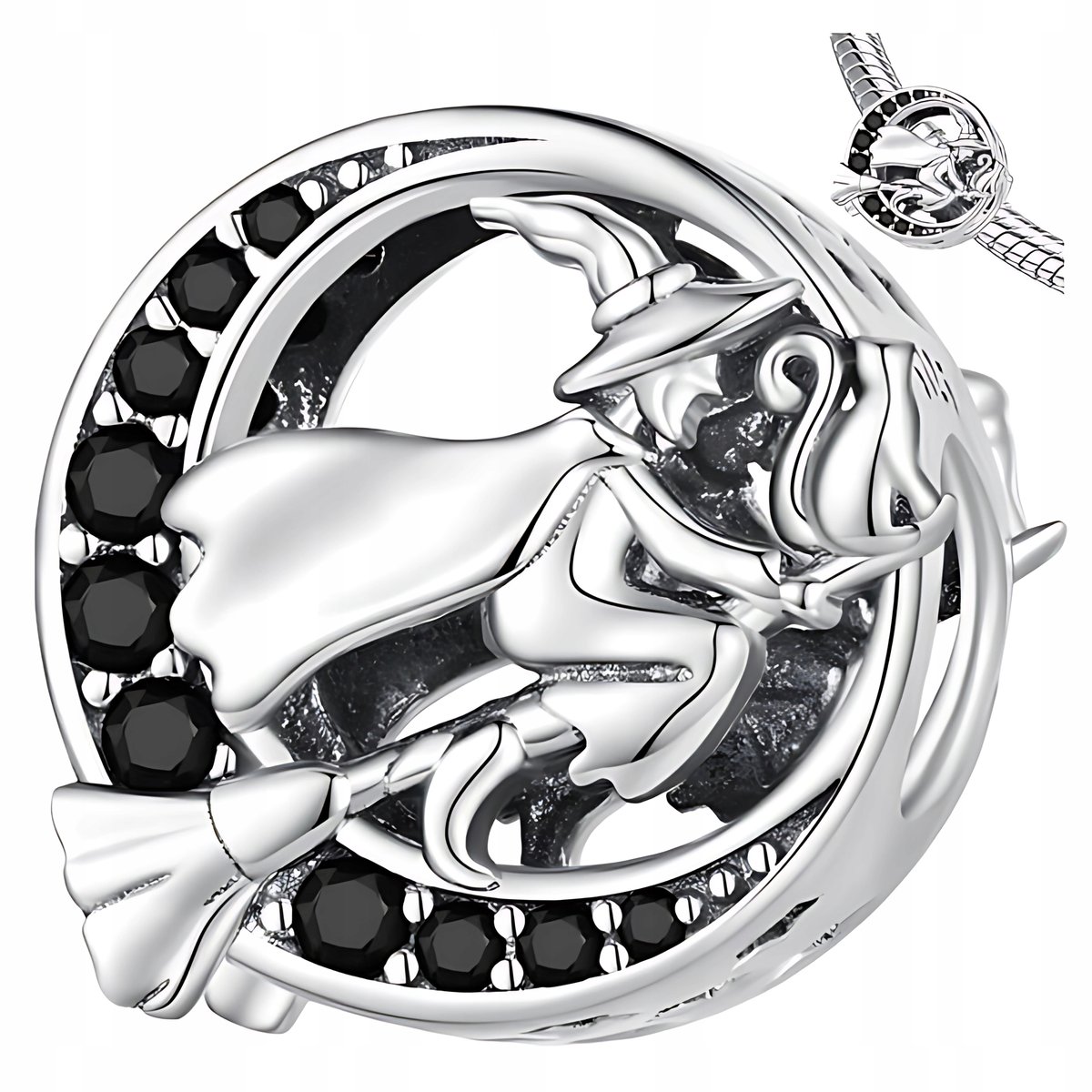 CHARMS CZAROWNICA KOT cyrkonie S925 koralik beads CH497