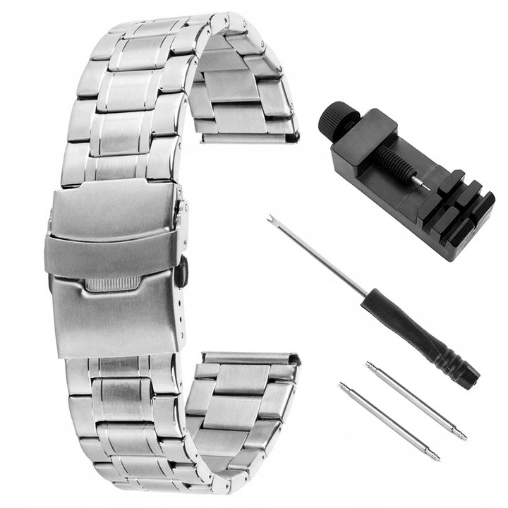 BRANSOLETA DO ZEGARKA SMARTWATCHA UNIWERSALNA 22 MM SREBRNA TELESKOPY