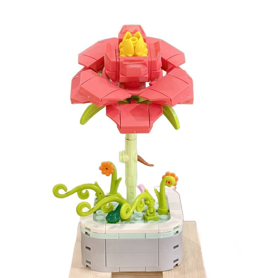 Kwiatek czerwony z klocków klocki konstrukcyjne dzień kobiet