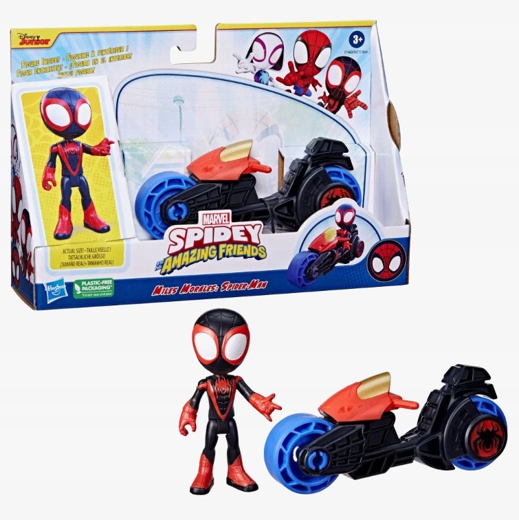 SPIDERMAN SPIDEY I SUPER PRZYJACIELE Figurka + Motocykl MARVEL Hasbro F7460