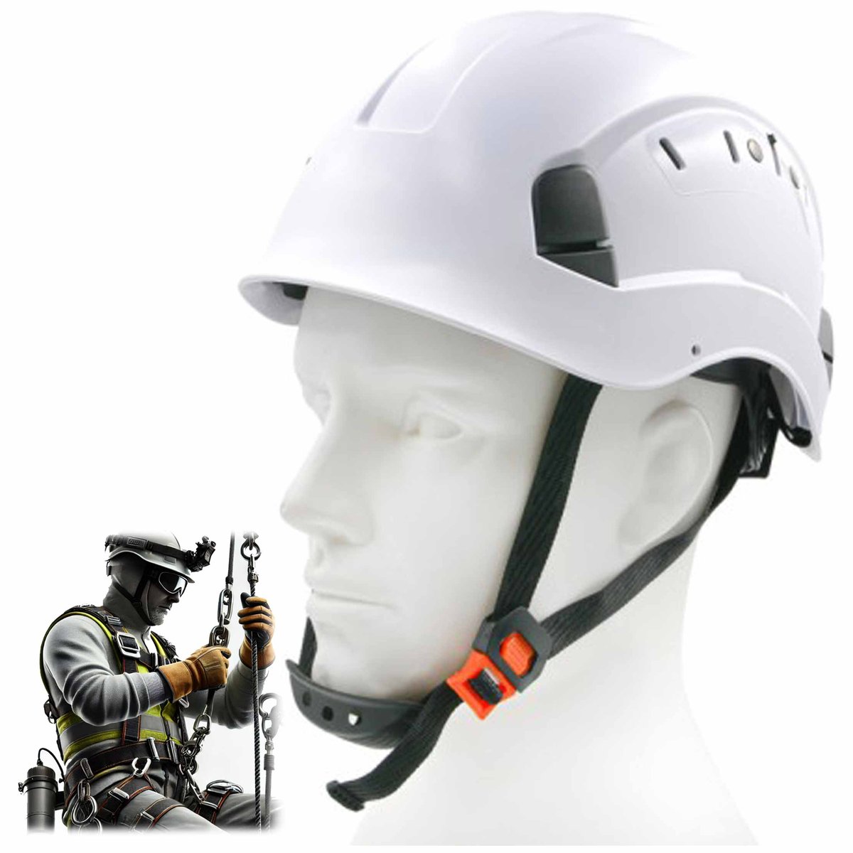 Kask roboczy wysokościowy z paskiem regulacja wentylacja THOR biały ST03 PGT