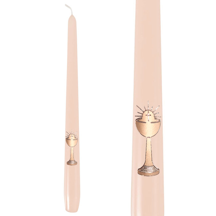 Świeca stożkowa 24 cm beżowy nude kielich 1 szt.
