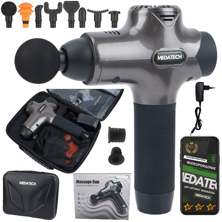 Pistolet Do Masażu Medatech Strong Massage Gun Masażer Do Pleców Ciała 250W