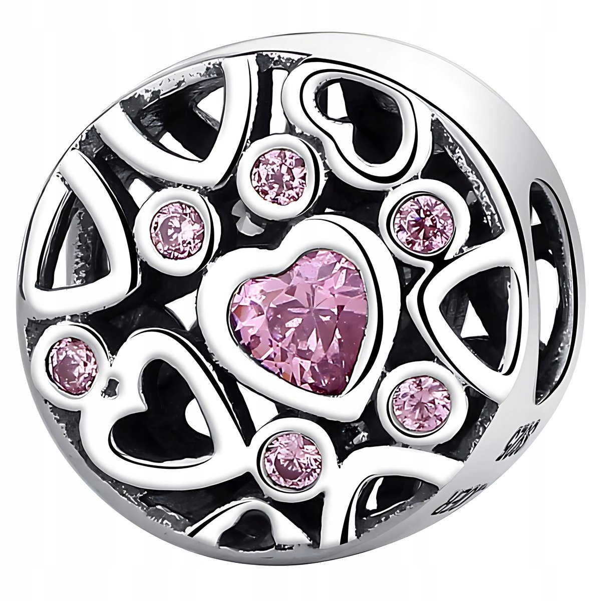 Charms ażurowy z SERDUSZKAMI zawieszka CH396
